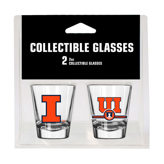 Illinois Campus Colors 2oz Letterman Shot Glass 2 Pack - Logo Brands - Flyclothing LLC