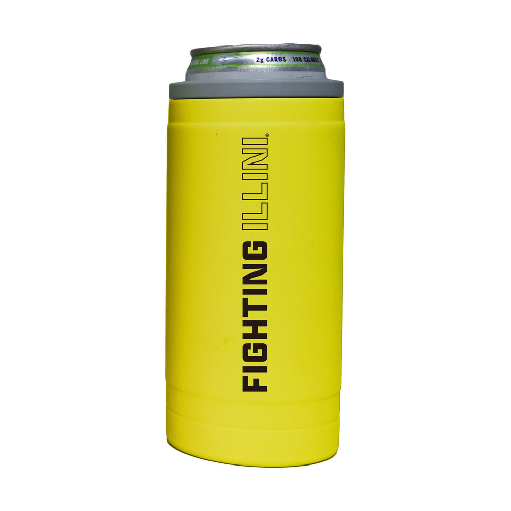 Illinois 12oz Cru Stacked Soft Touch Slim Coolie - Logo Brands - Flyclothing LLC