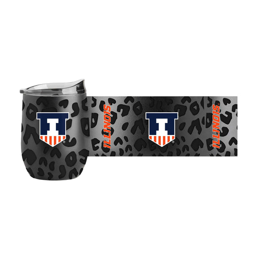 Illinois Leopard 16oz Black Powdercoat Curved Beverage - Logo Brands - Flyclothing LLC