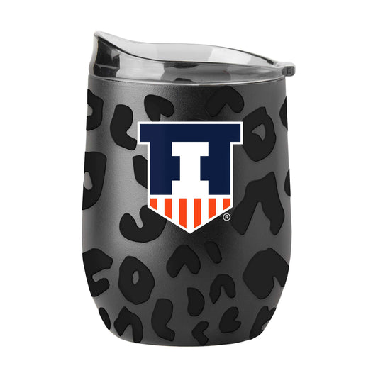Illinois Leopard 16oz Black Powdercoat Curved Beverage - Logo Brands - Flyclothing LLC