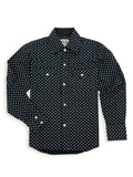 Boy's Ely Cattleman Long Sleeve Ditzy Print Western Snap Shirt- Black & Blue - Ely Cattleman