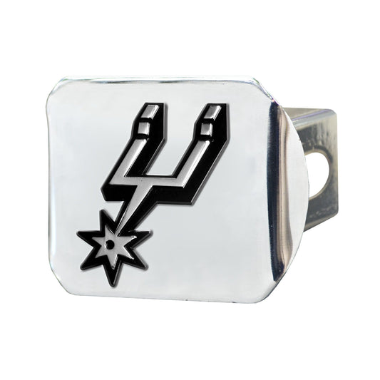 San Antonio Spurs Chrome Metal Hitch Cover with Chrome Metal 3D Emblem - San Antonio Spurs