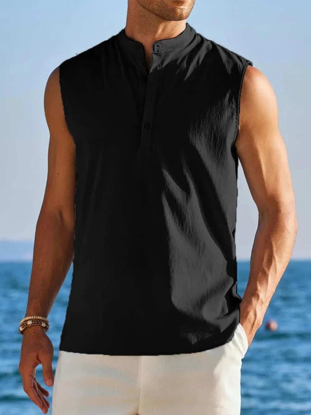 Men's Full Size Button Detail Tank Plus Size - Trendsi - Flyclothing LLC
