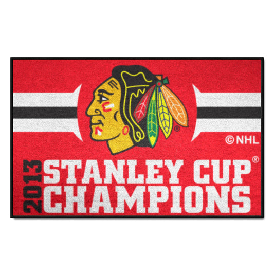Chicago Blackhawks Starter Mat Accent Rug - 19in. x 30in., 2013 NHL Stanley Cup Champions - Chicago Blackhawks
