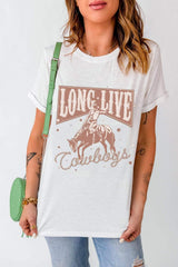 Cowboy Graphic Round Neck Short Sleeve T-Shirt - Trendsi - Flyclothing LLC