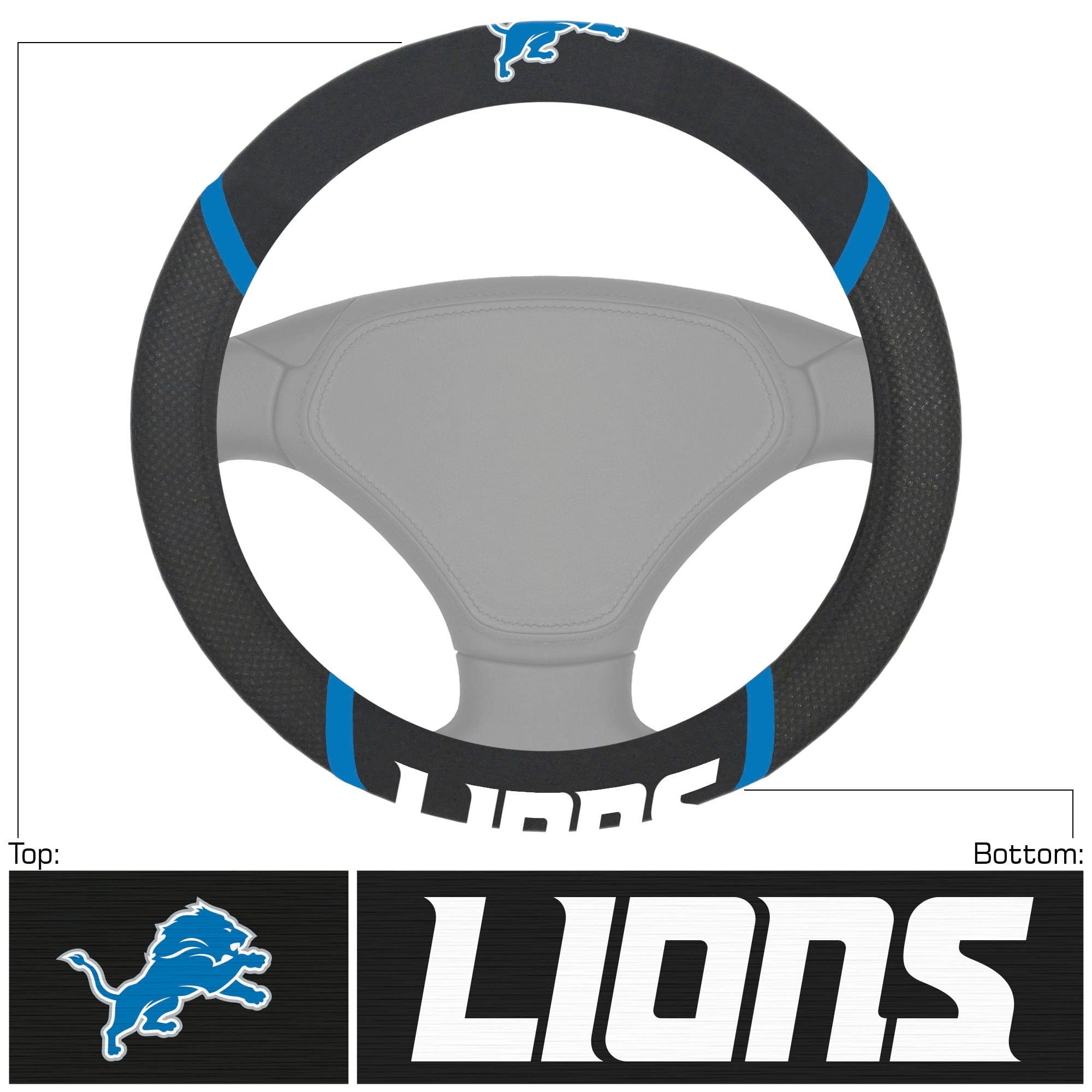 Detroit Lions Embroidered Steering Wheel Cover - Detroit Lions