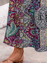 Slit Printed Elastic Waist Skirt - Trendsi - Flyclothing LLC