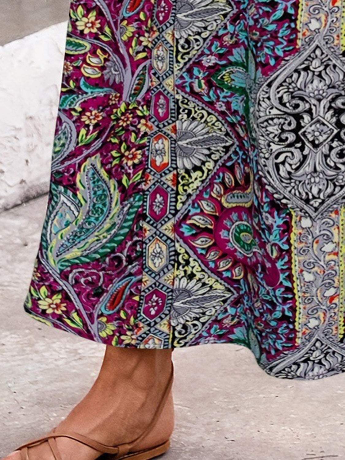 Slit Printed Elastic Waist Skirt - Trendsi - Flyclothing LLC