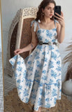 Printed Tie Shoulder Dress - Trendsi