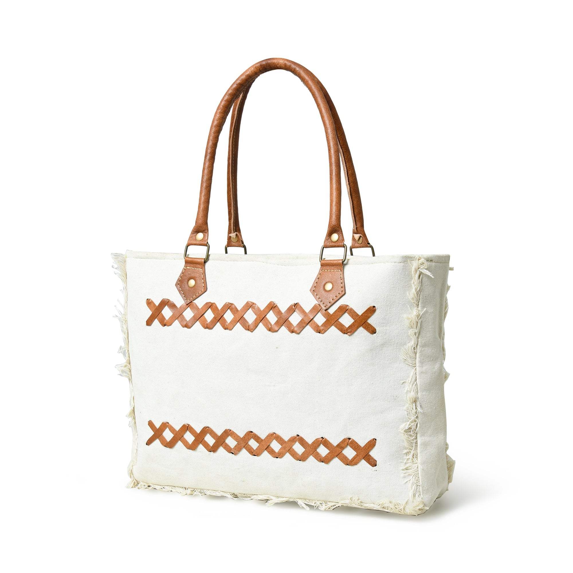 Urban Zigzag Canvas Shopper's Tote - Classy Leather Bags - Flyclothing LLC