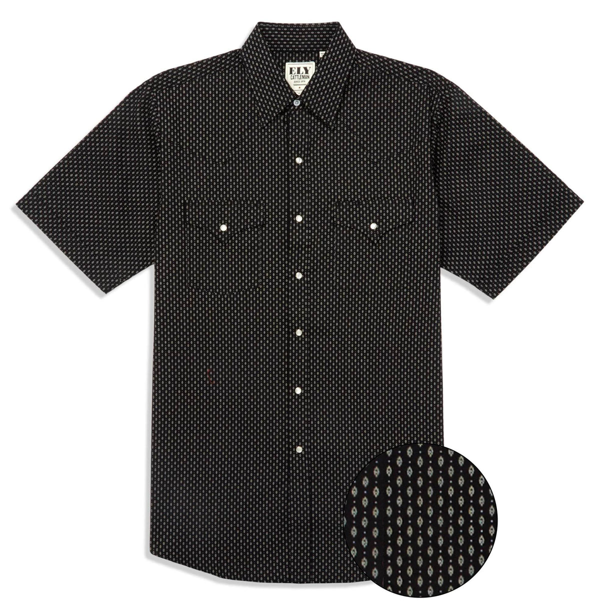 Ely Cattleman Short Sleeve Black Geo Print Shirt