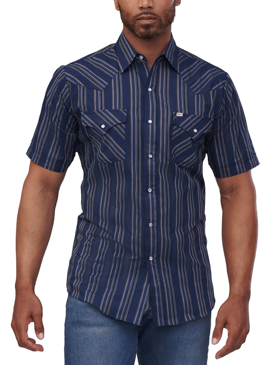 Men's Ely Cattleman Short Sleeve Stripe Western Snap Shirt - Ely Cattleman - Flyclothing LLC