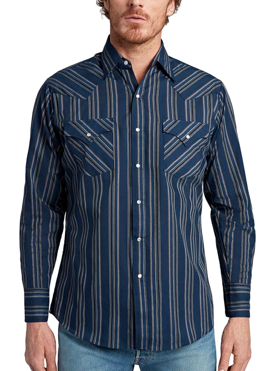 Men's Ely Cattleman Long Sleeve Stripe Western Snap Shirt - Ely Cattleman - Flyclothing LLC