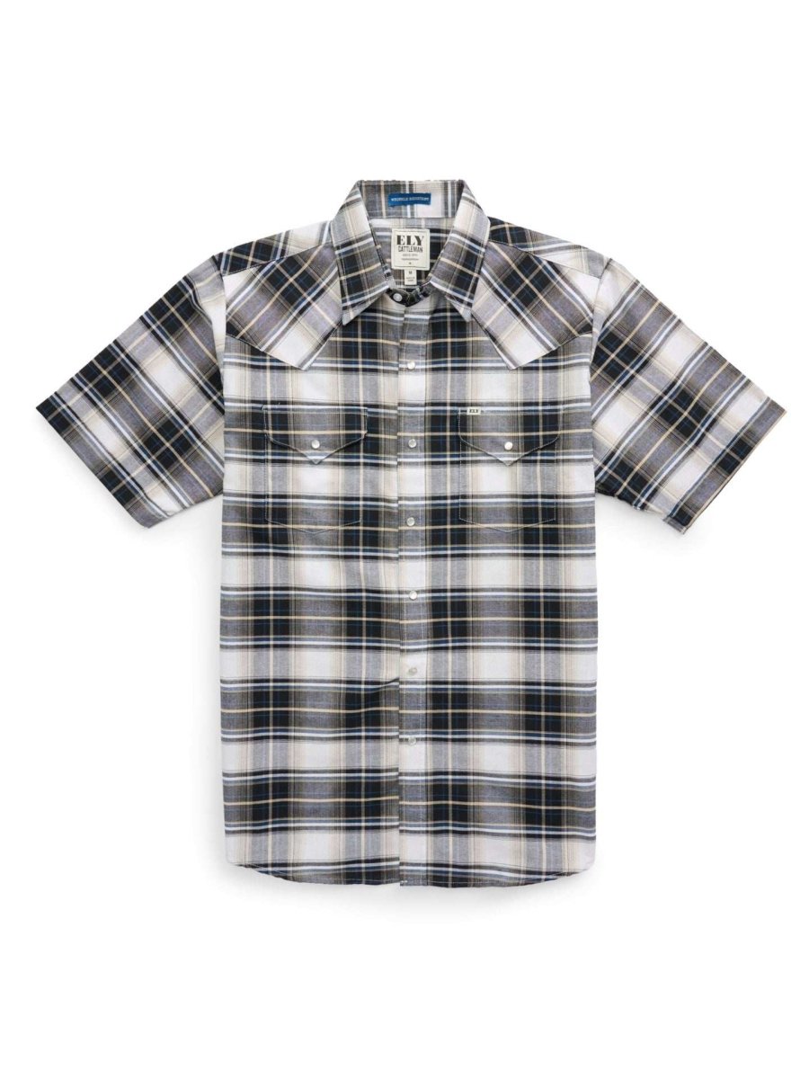 Men's Ely Cattleman Short Sleeve Western Wrinkle Resistant Plaid Shirt - Ely Cattleman - Flyclothing LLC