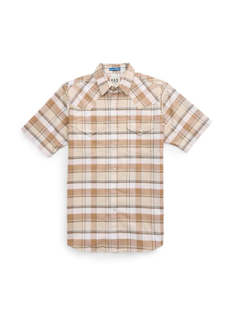 Men's Ely Cattleman Short Sleeve Western Wrinkle Resistant Plaid Shirt - Ely Cattleman - Flyclothing LLC