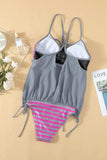 Crisscross Striped Spaghetti Strap Tankini Set - Trendsi - Flyclothing LLC