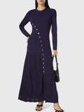 Openwork Round Neck Long Sleeve Sweater Dress - Trendsi - Flyclothing LLC