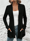 Pocketed Open Front Long Sleeve Cardigan - Trendsi