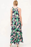 And The Why Botanical Printed Halterneck Tiered Maxi Dress - Trendsi
