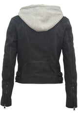 Lisa RF Leather Jacket, Indigo