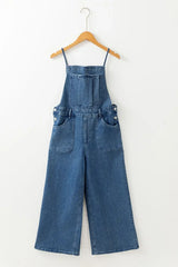 Adjustable Tie Straps Wide Leg Denim Overalls - Trendsi - Flyclothing LLC