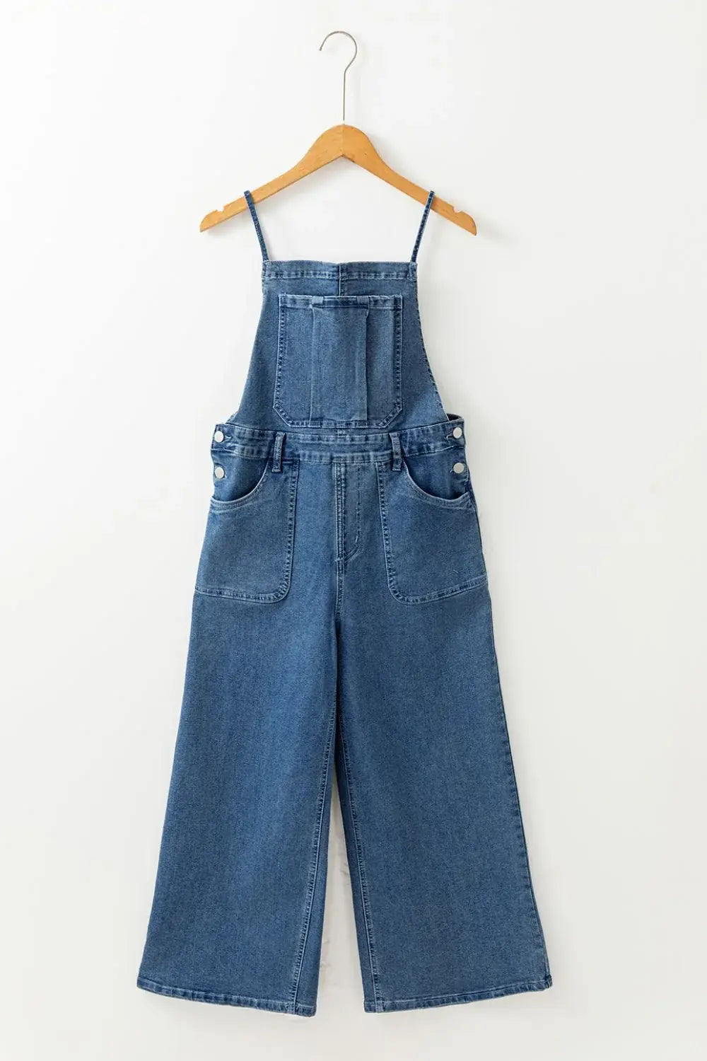 Adjustable Tie Straps Wide Leg Denim Overalls - Trendsi - Flyclothing LLC