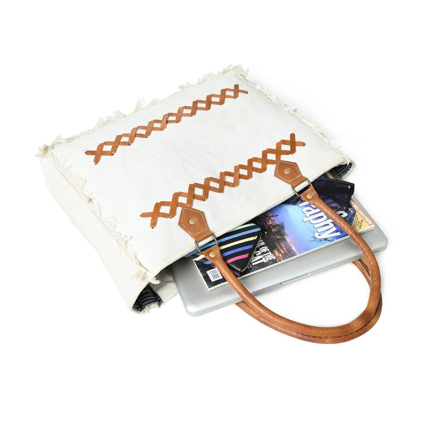 Urban Zigzag Canvas Shopper's Tote - Classy Leather Bags - Flyclothing LLC