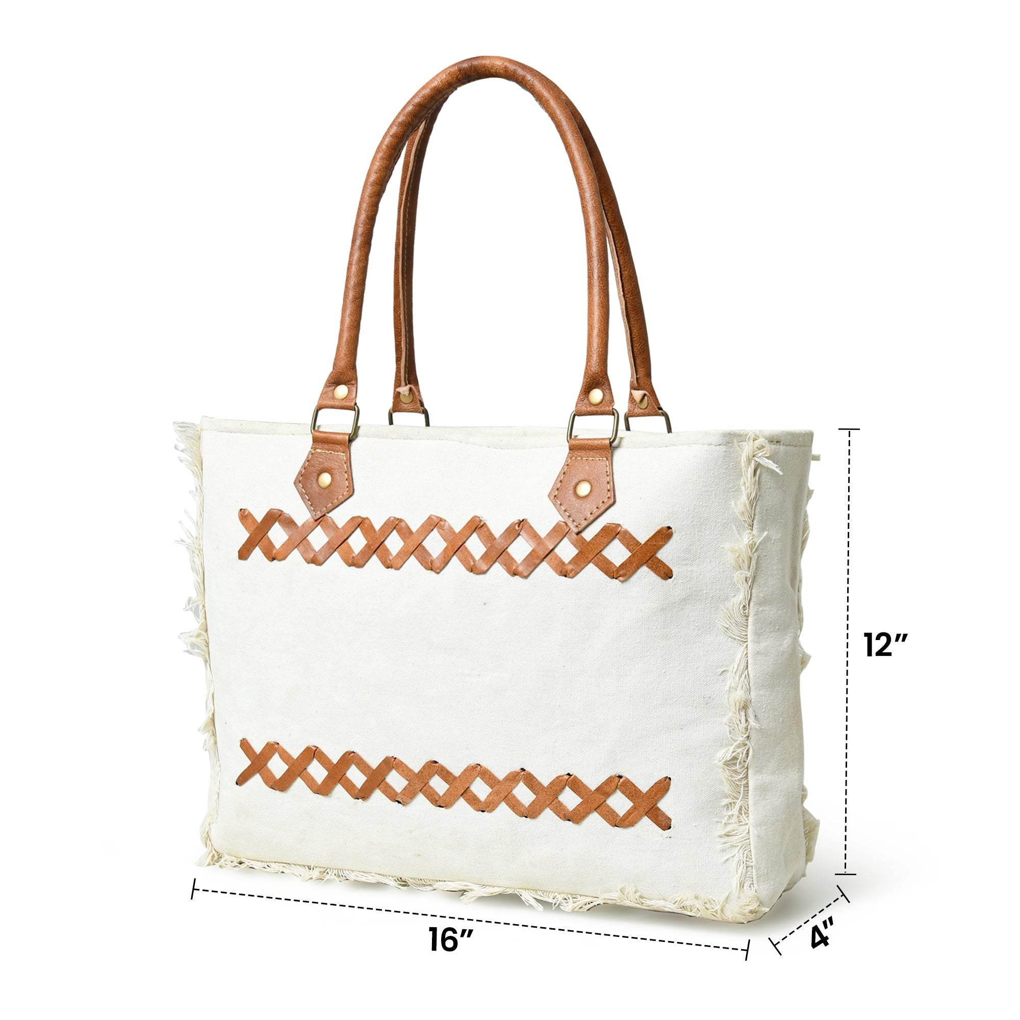 Urban Zigzag Canvas Shopper's Tote - Classy Leather Bags - Flyclothing LLC