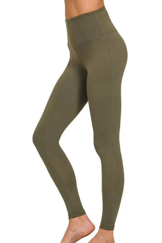 Zenana Premium Microfiber Wide Waistband Leggings - Trendsi - Flyclothing LLC