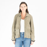 Yaima CF Leather Jacket, Light Sage