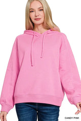Zenana Drawstring Relaxed Fit Fleece Hoodie - Trendsi - Flyclothing LLC