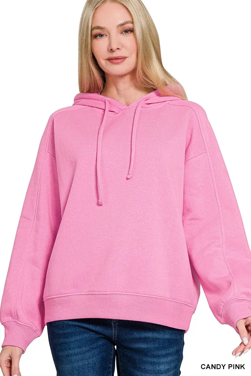 Zenana Drawstring Relaxed Fit Fleece Hoodie - Trendsi - Flyclothing LLC