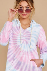 Drawstring Tie-Dye Long Sleeve Hoodie - Trendsi