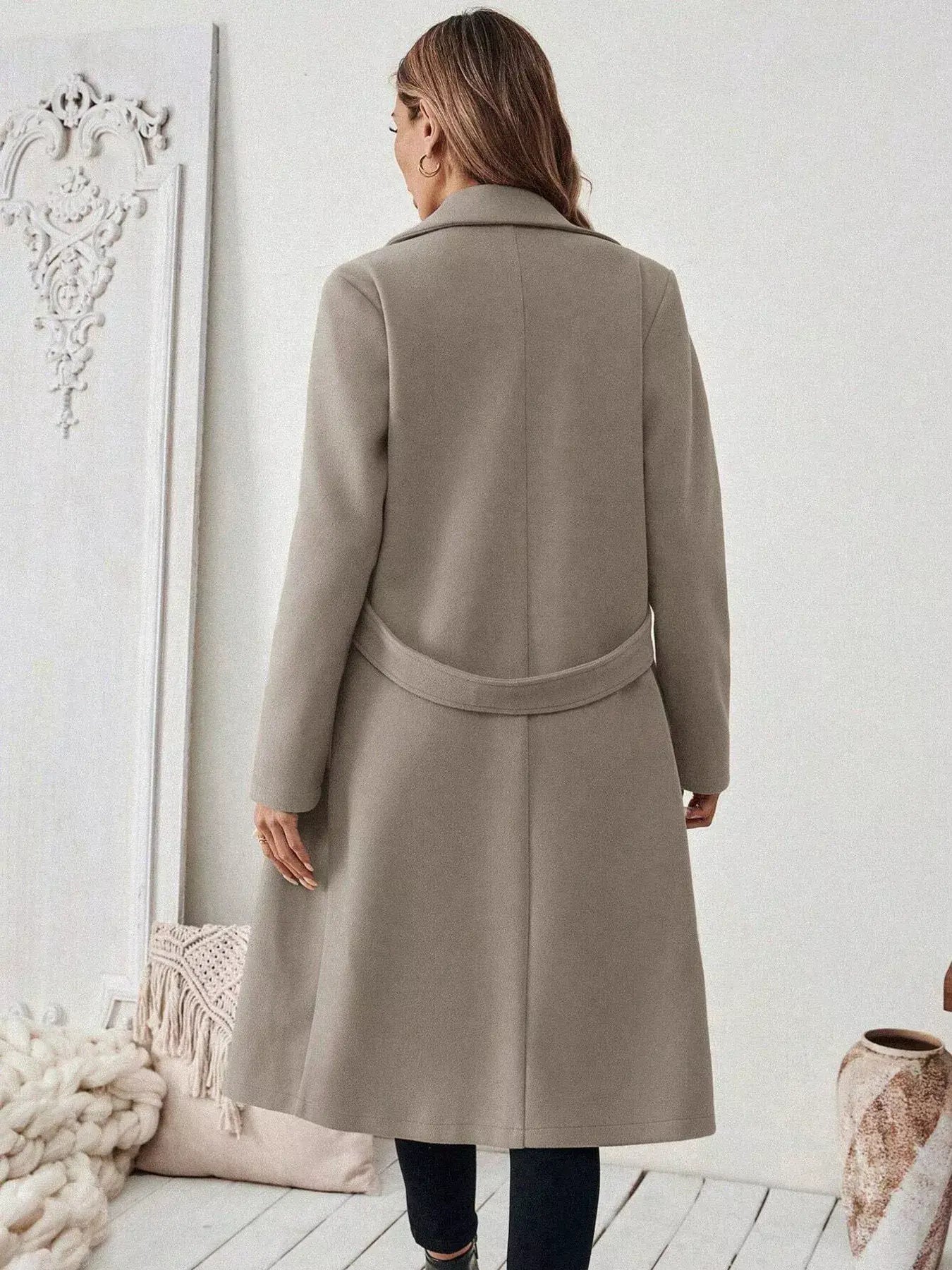 One Button Wool Blend Overcoat - Trendsi - Flyclothing LLC