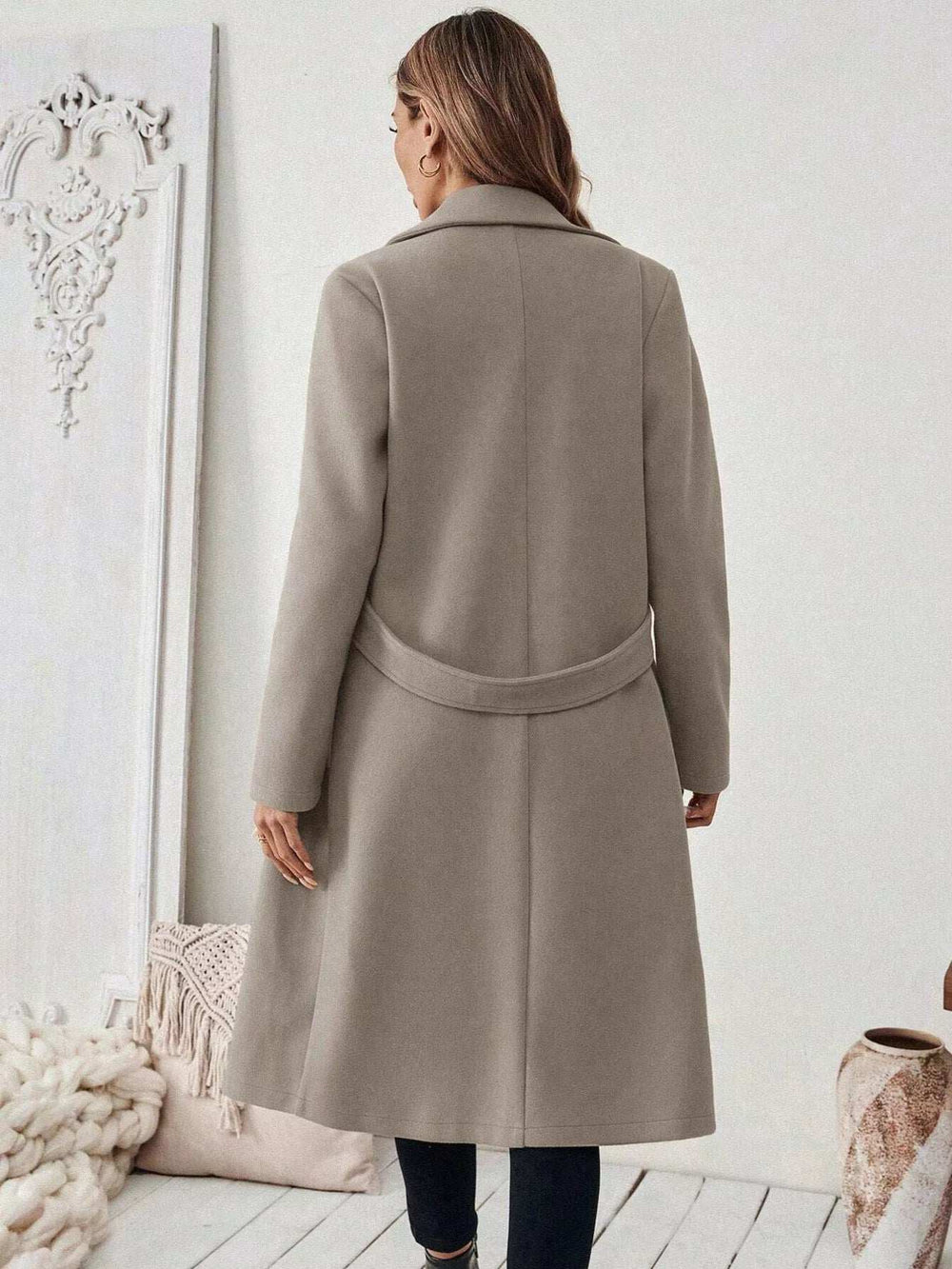 One Button Wool Blend Overcoat - Trendsi - Flyclothing LLC
