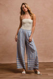 BiBi Striped Wide Leg Pants with Pockets - Trendsi - Flyclothing LLC