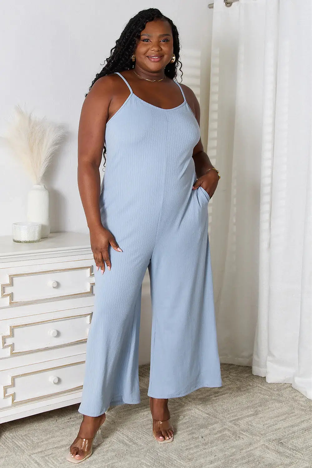Basic Bae Full Size Spaghetti Strap V-Neck Jumpsuit - ShopBasicbae - Flyclothing LLC