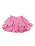 Girl's Pink Poplin Tiered Ruffle Skirt - Ely Cattleman