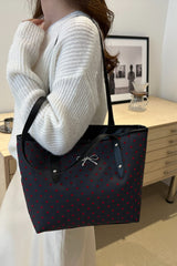 Bow Trim Polyester Tote Bag - Trendsi