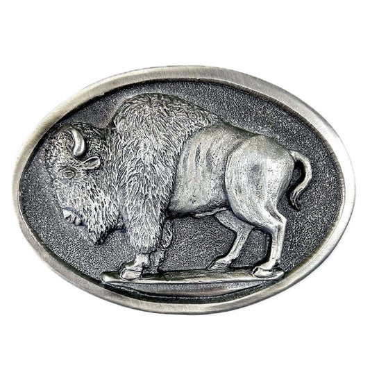 Rockmount Ranch Ware Buffalo Oval Pewter Western Belt Buckle - Rockmount Clothing - Flyclothing LLC