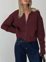 Zip Up Long Sleeve Cardigan - Trendsi - Flyclothing LLC