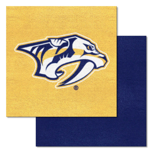 Nashville Predators Team Carpet Tiles - 45 Sq Ft. Logo on Yellow - Nashville Predators