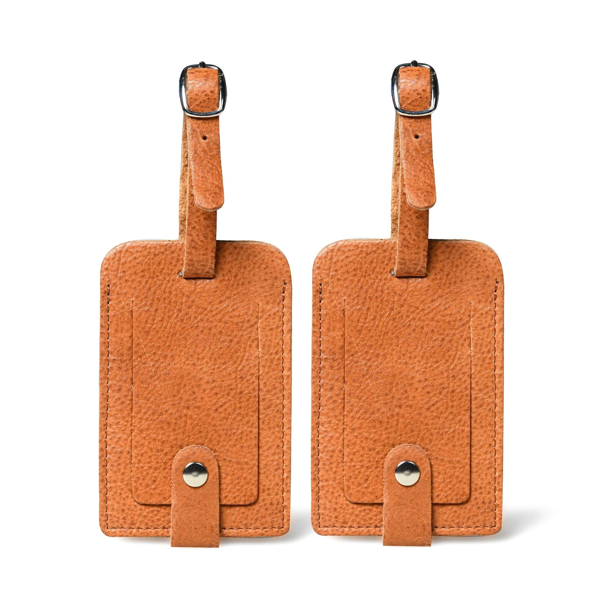Tan Leather Luggage Tags Set - Classy Leather Bags - Flyclothing LLC