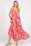 Mittoshop Printed V-Neck Maxi Cami Dress with Pockets - Trendsi
