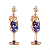 Champagne Glass Rhinestone Dangle Earrings - Trendsi - Flyclothing LLC