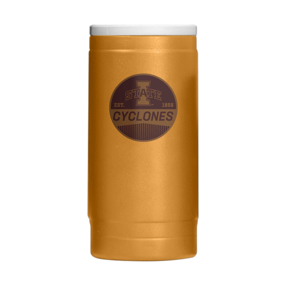 Iowa State 12oz Badge Powdercoat SlimCan Coolie - Logo Brands - Flyclothing LLC