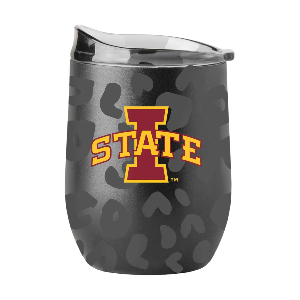 IA State Leopard 16oz Black Powdercoat Curved Beverage - Logo Brands - Flyclothing LLC
