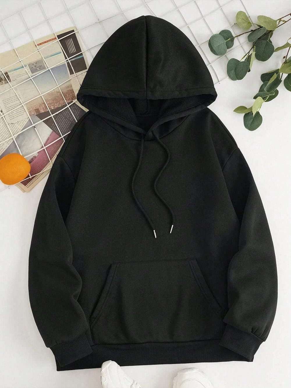 Drawstring Dropped Shoulder Hoodie - Trendsi - Flyclothing LLC