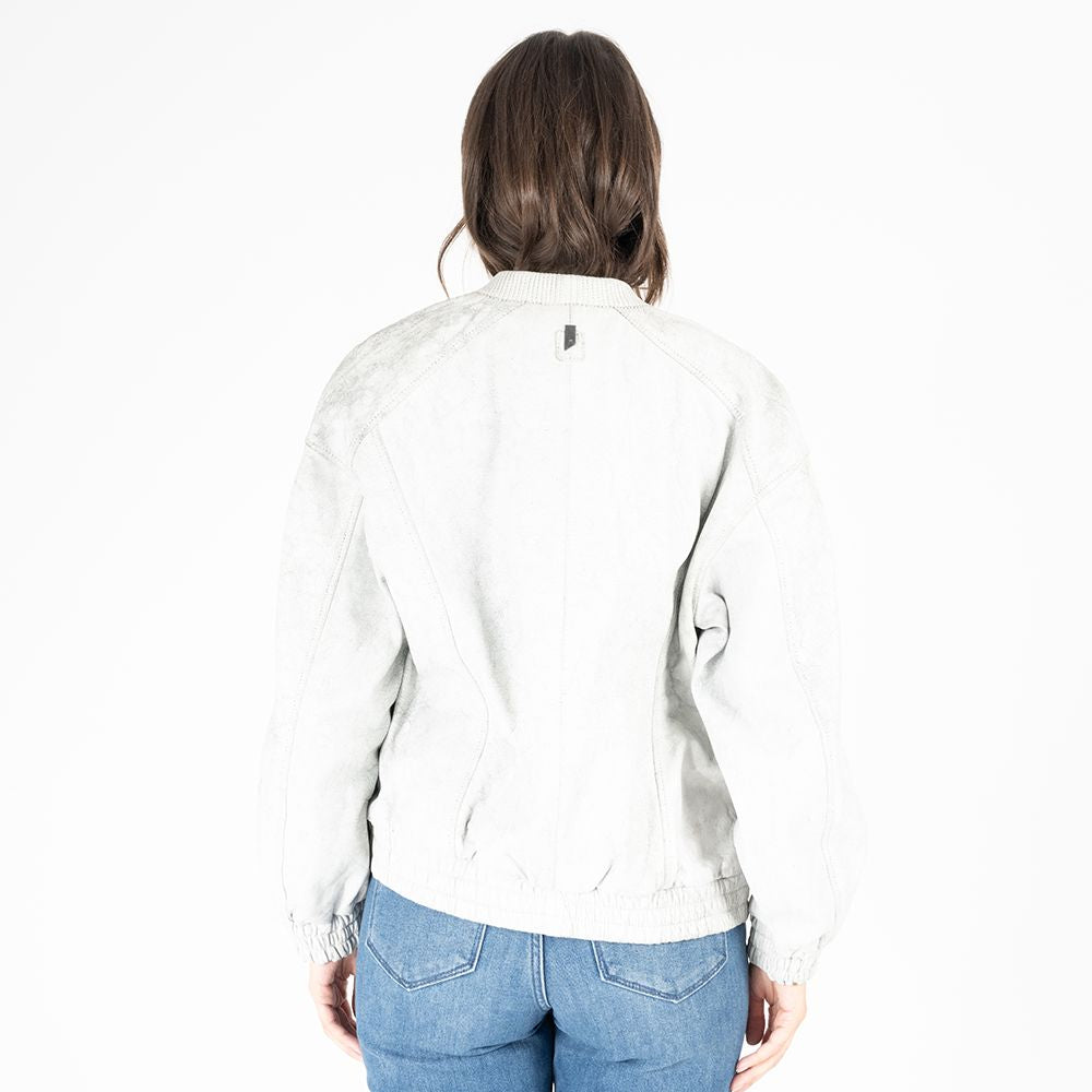 Pina OS Leather Jacket, White Marble