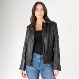 Minji RF Leather Jacket, Black